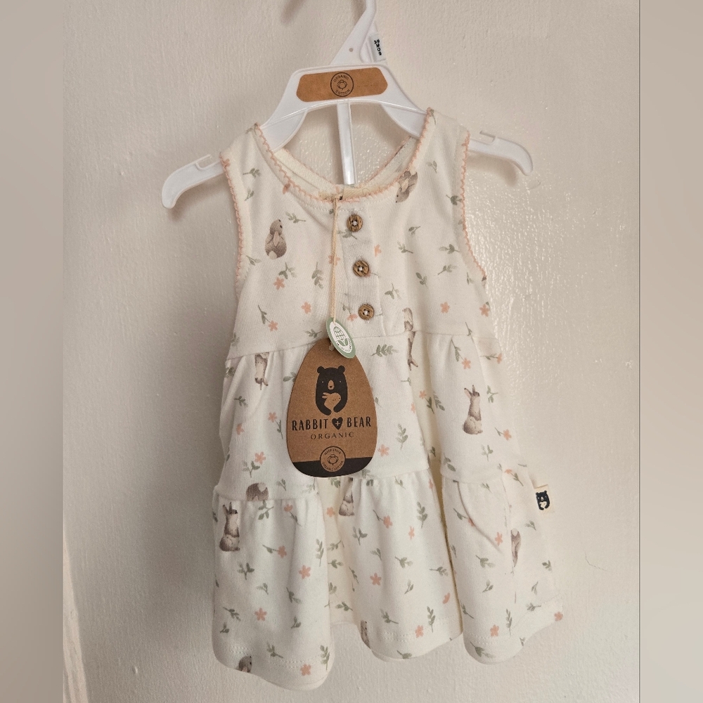 Rabbit + Bear Dress. 3-6M